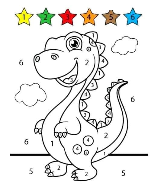 A Cute Dinosaur Color By Number Color By Number