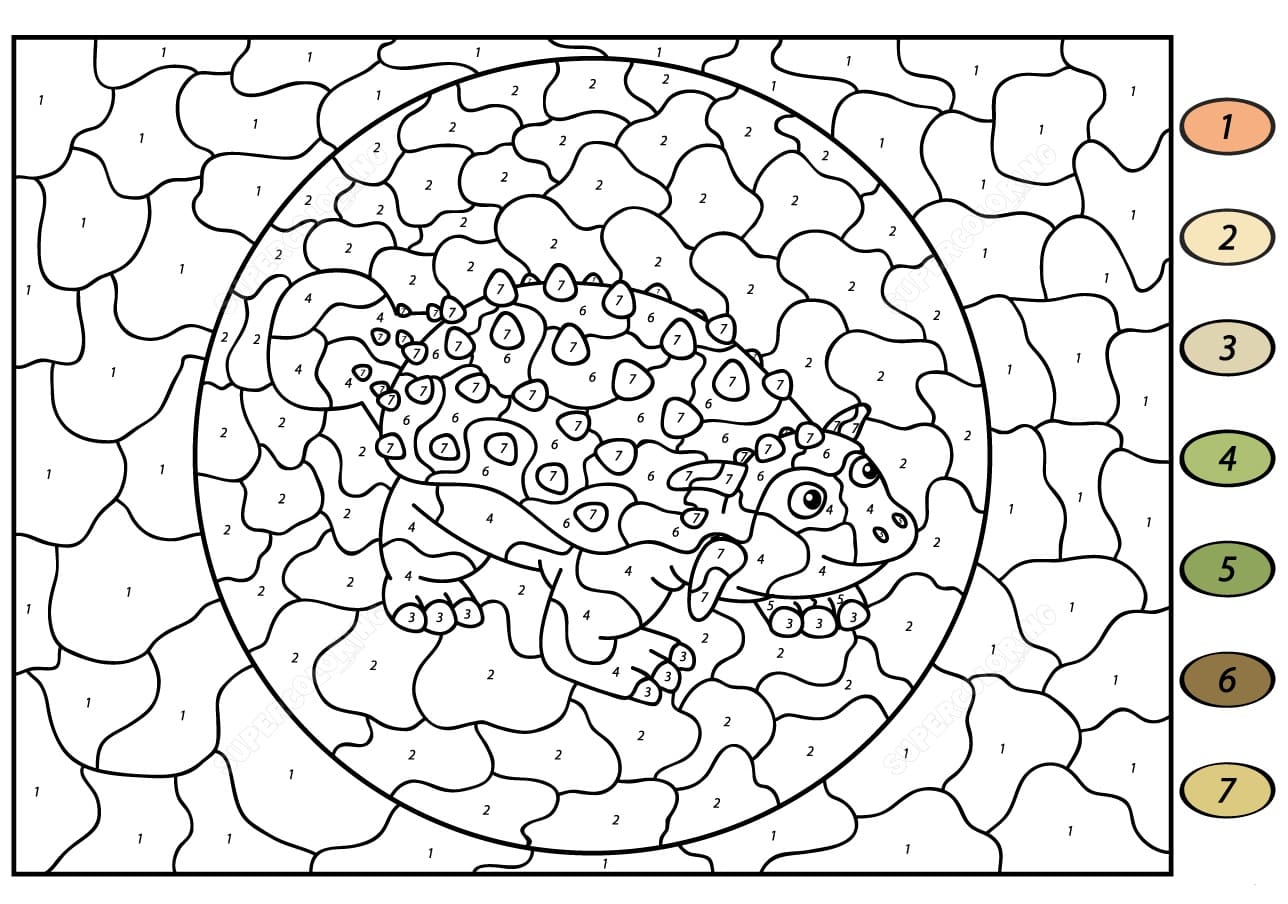 Ankylosaurus Dinosaur Color By Number Color By Number