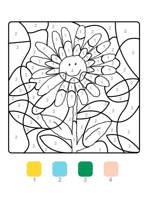 Cartoon Flower Color By Number