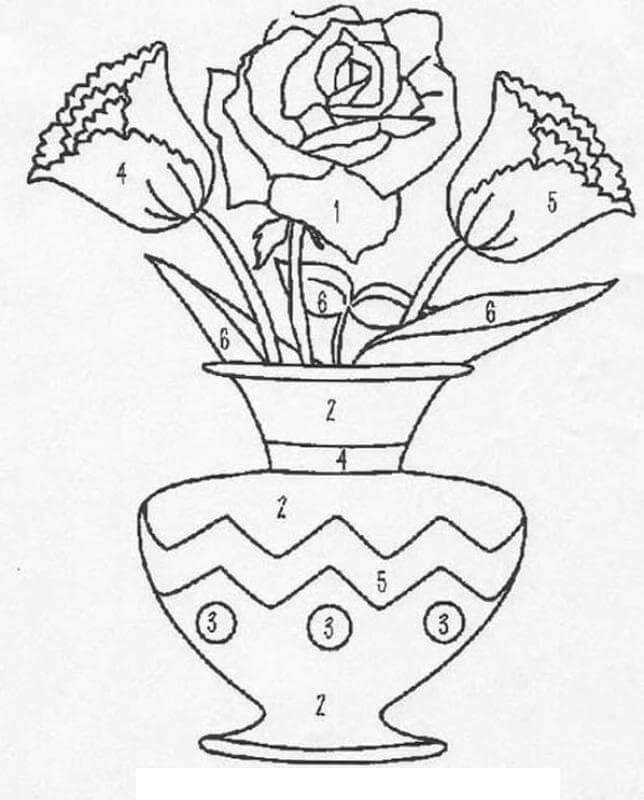 Drawing Vase of Flowers Color By Number