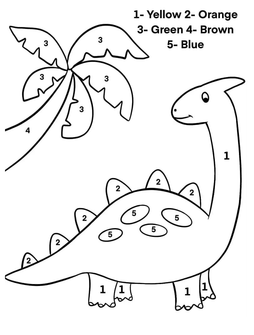 Easy Dinosaur Color By Number Color By Number