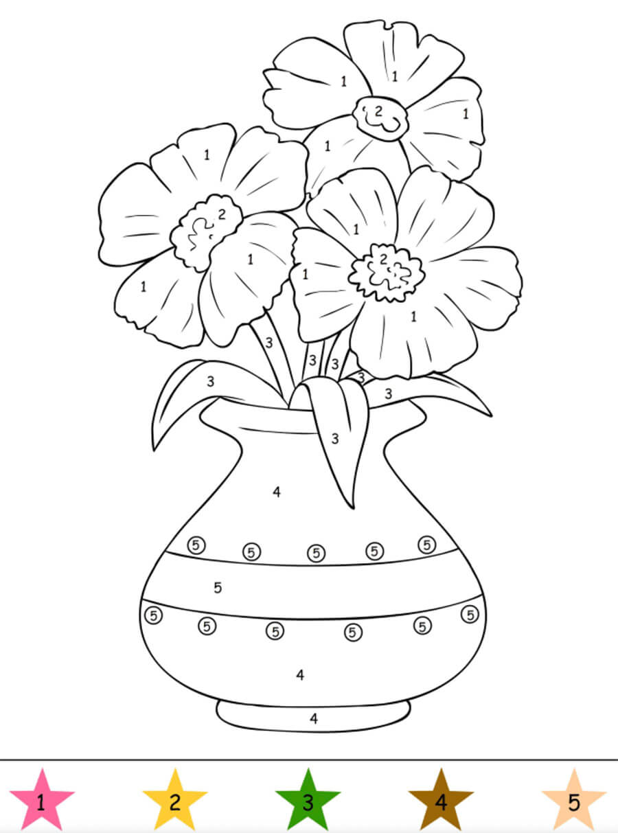 Easy Flower Coloring by Number