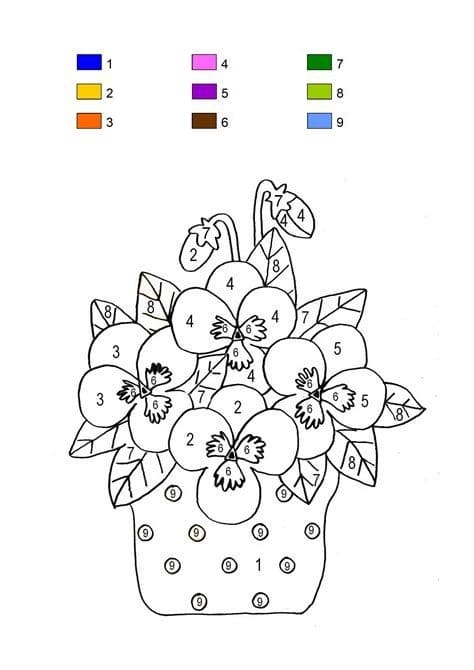 Flowers in Vase Color By Number