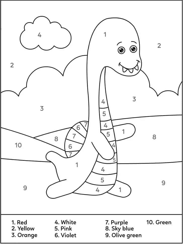 Fun Dinosaur Color By Number Color By Number