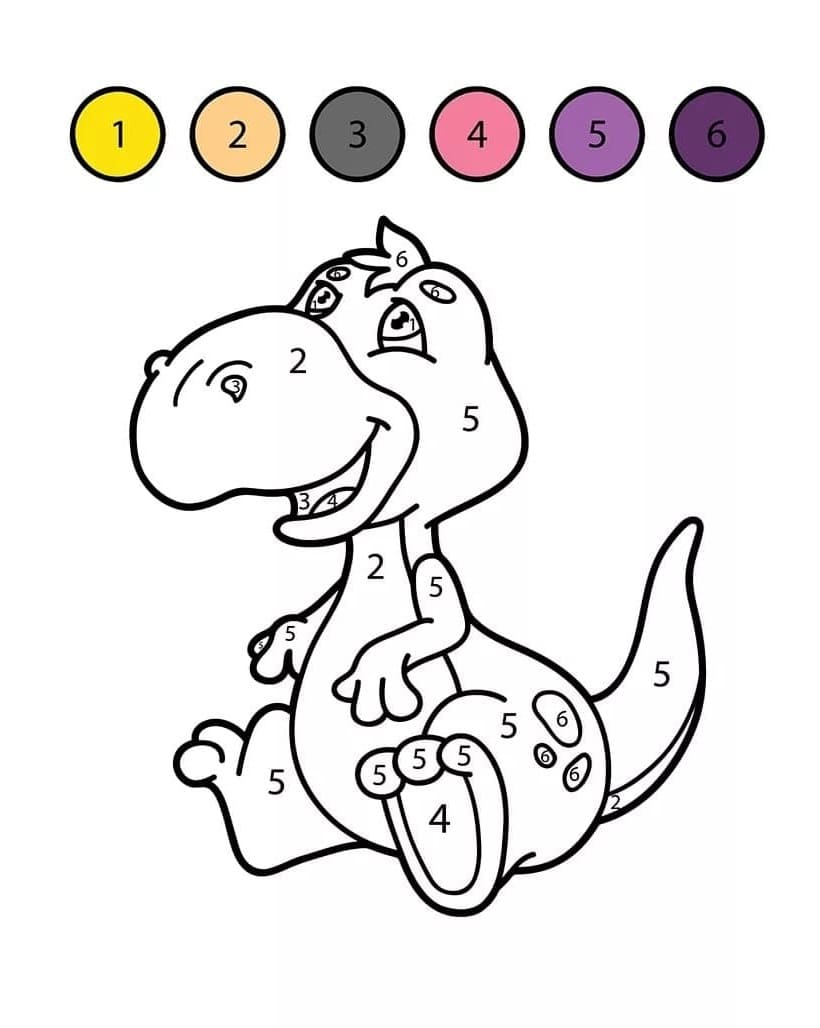 Happy Dinosaur Color By Number Color By Number