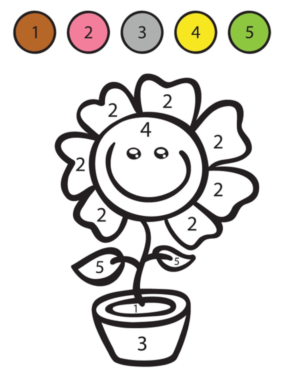 Happy Flower Color By Number