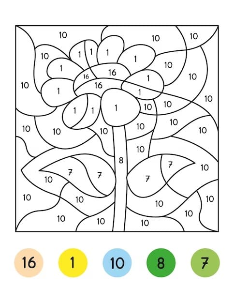 Simple Flower Color By Number