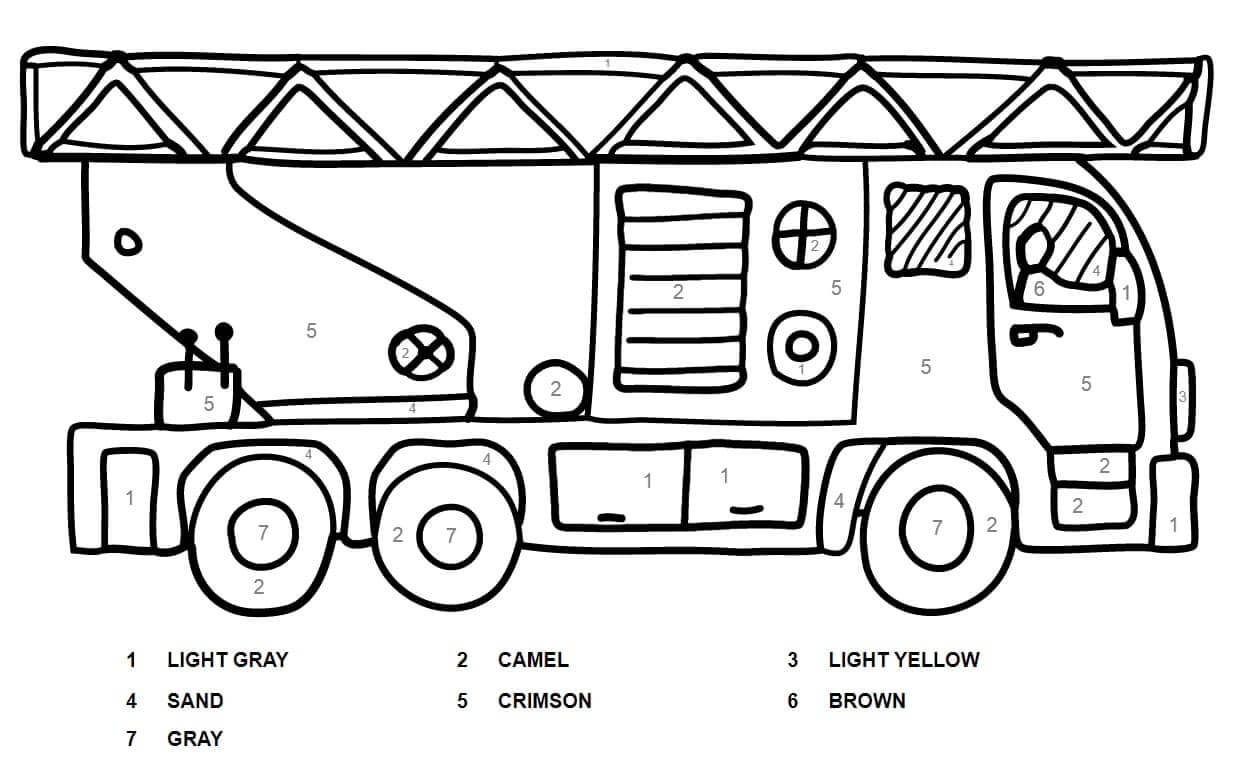 Basic Fire Truck Color By Number