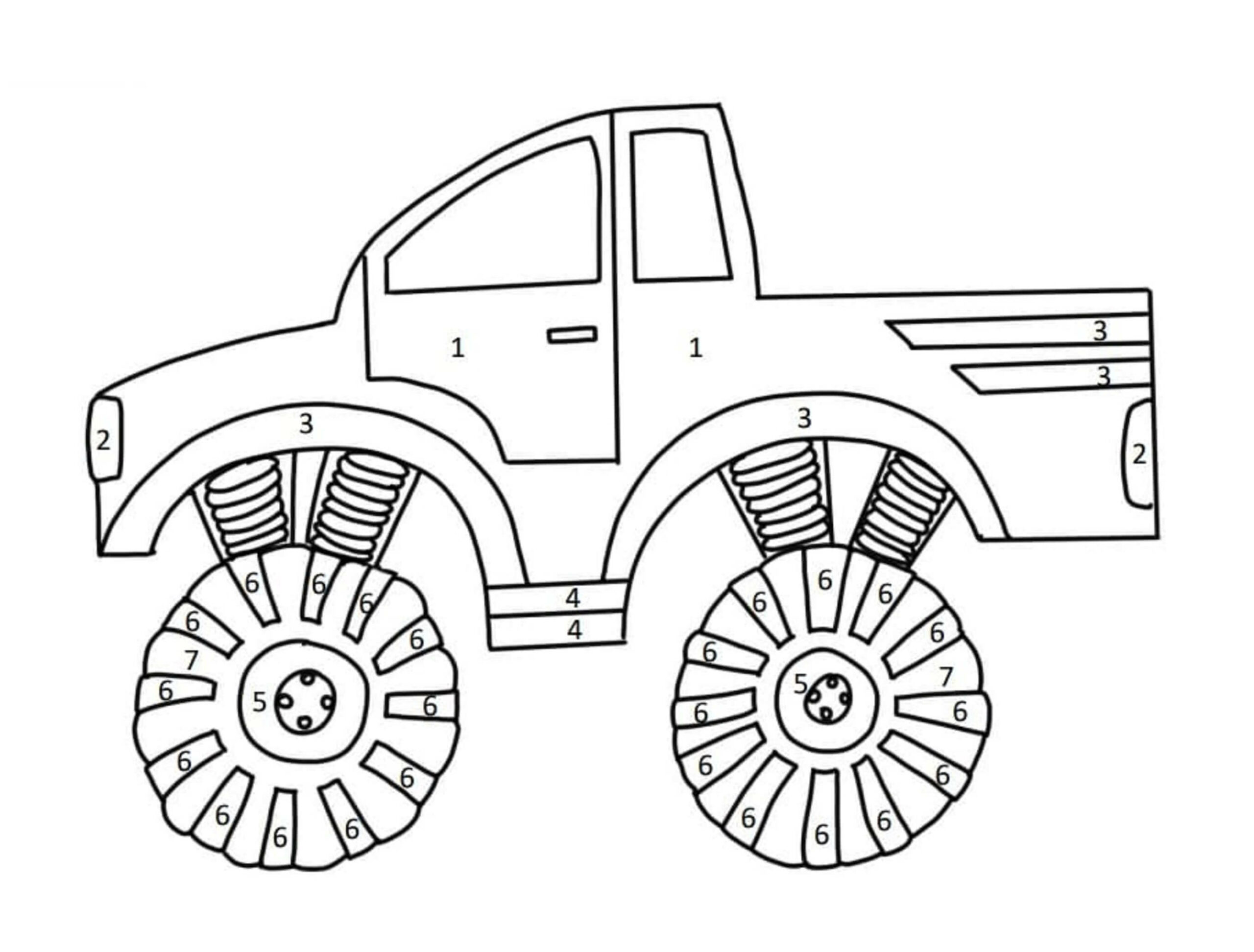 Monster Truck Color by Number Color By Number