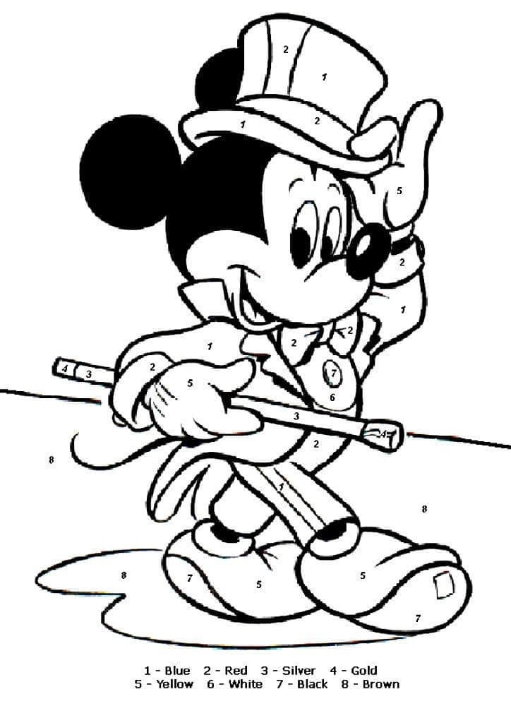 Magician Mickey Mouse Color by Number Color By Number