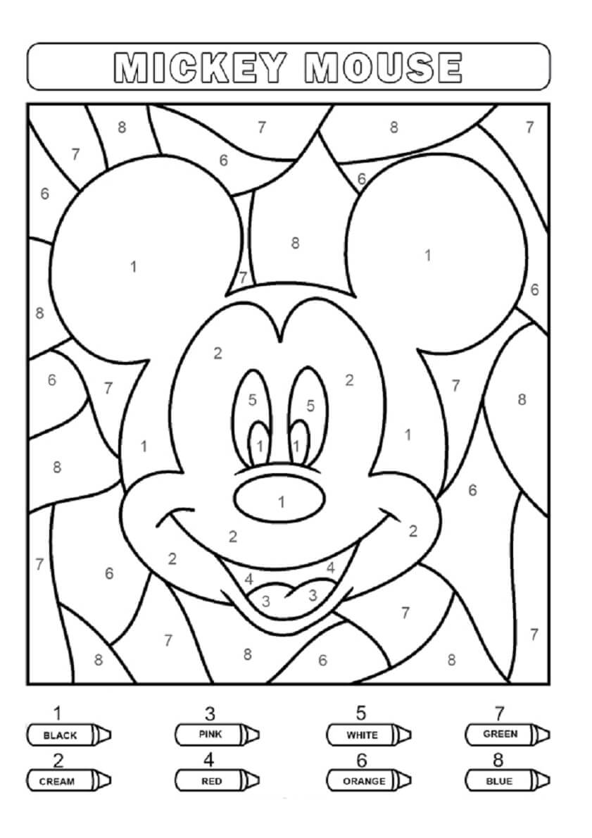 Mickey Mouse Portrait Color by Number Color By Number