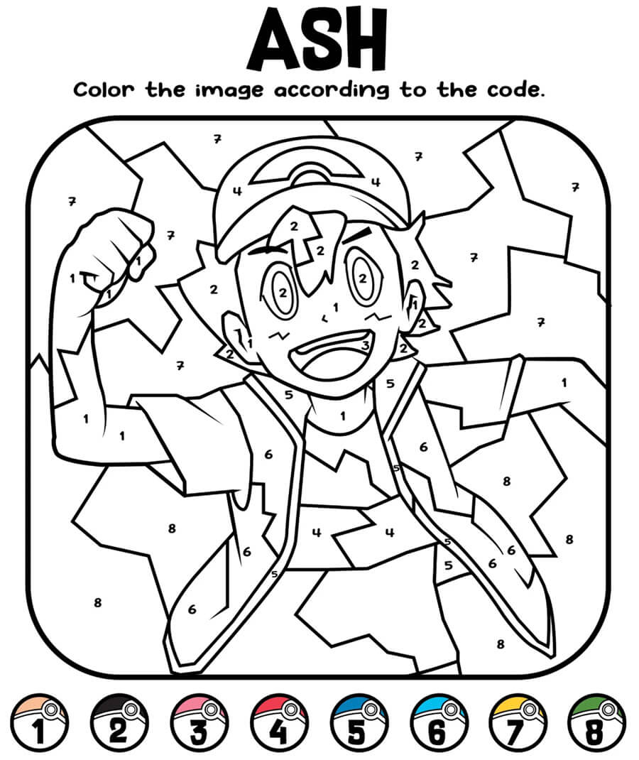 ASH Pokemon Color by Number Color By Number