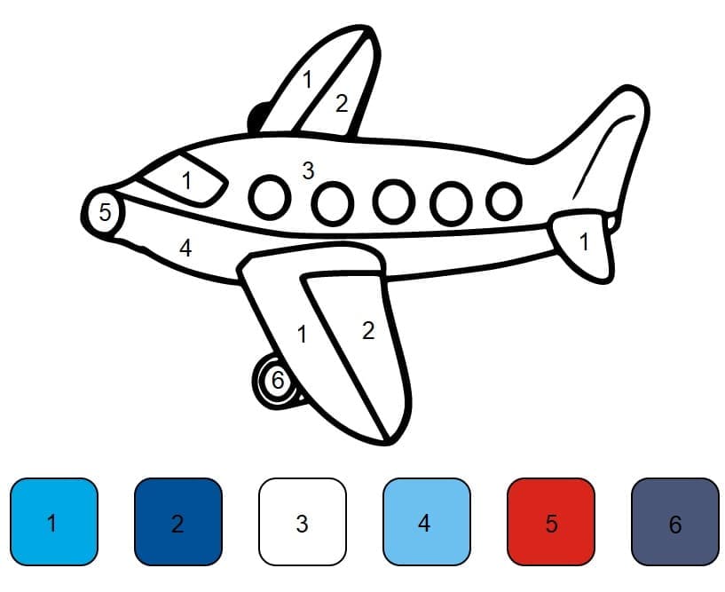 Basic Airplane Color By Number Color By Number