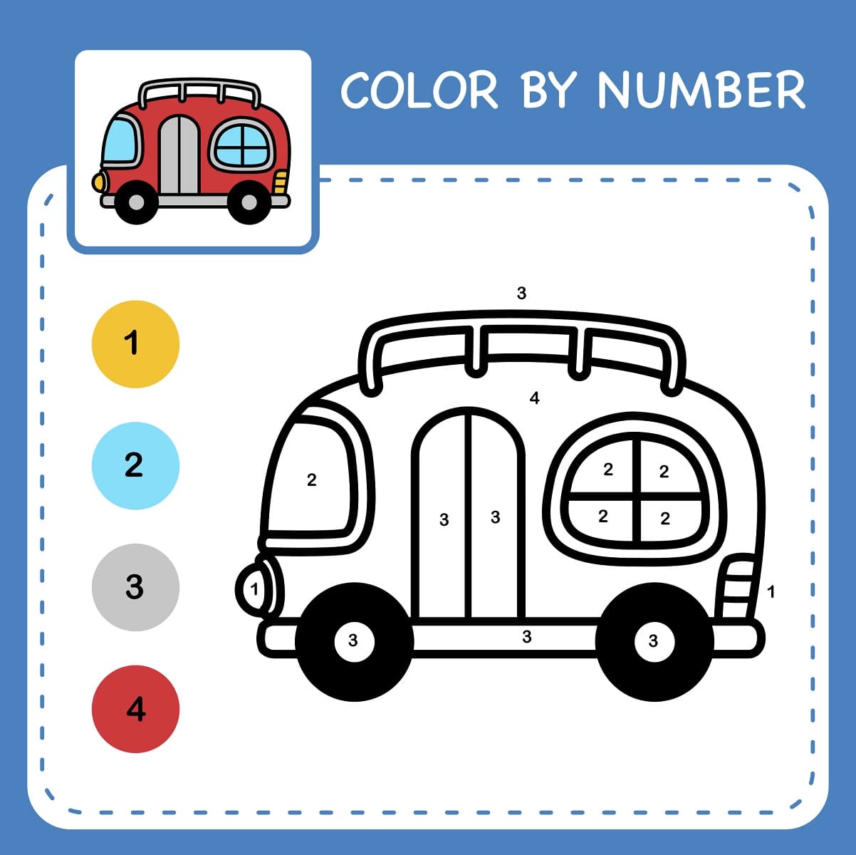 Basic Car Color By Number Color By Number