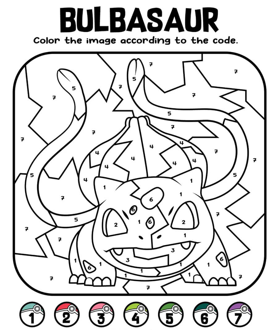 Bulbasaur Color by Number Color By Number