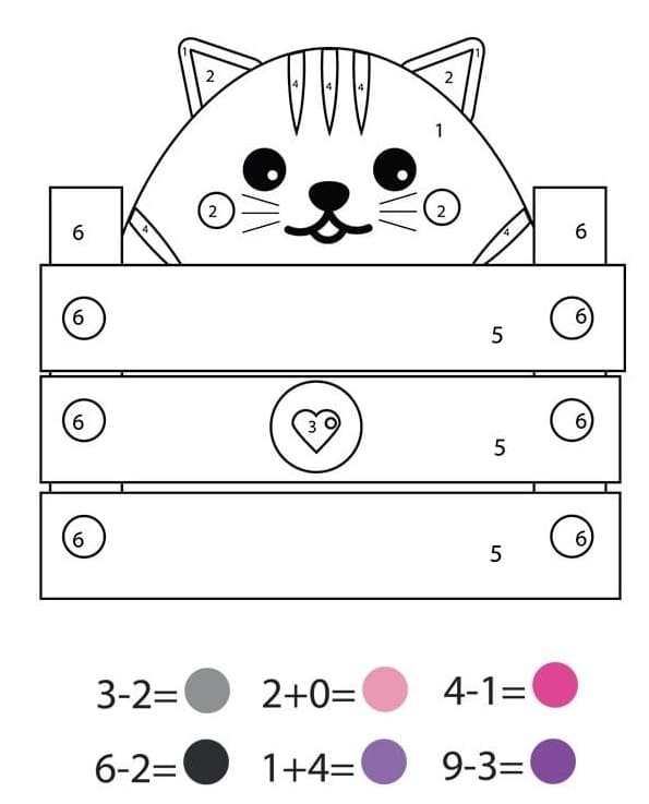 Cat Color By Number Math