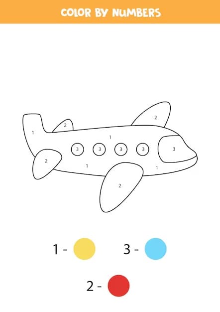 Easy Airplane Color By Number Color By Number