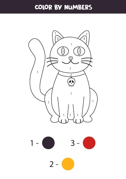 Easy Cat Color By Number