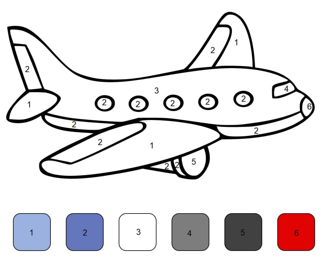 Free Printable Airplane Color By Number Color By Number