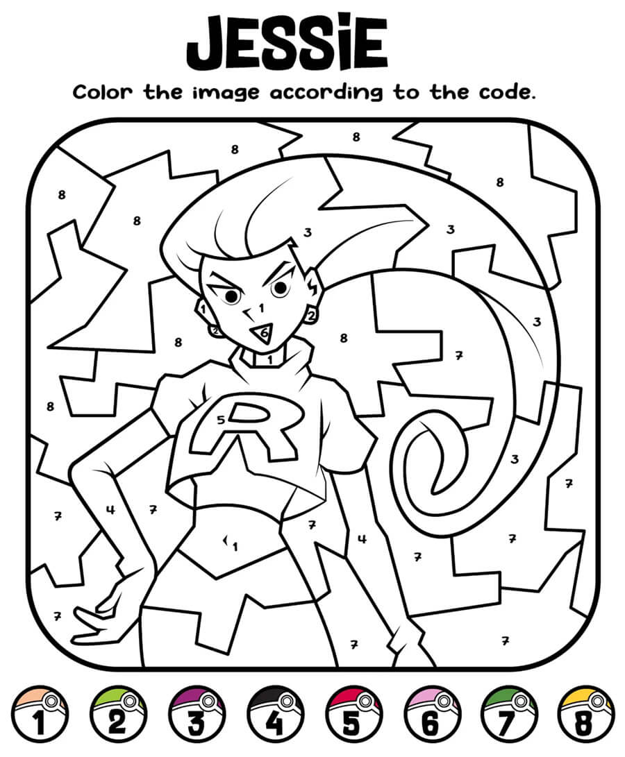 Jessie Pokemon Color by Number