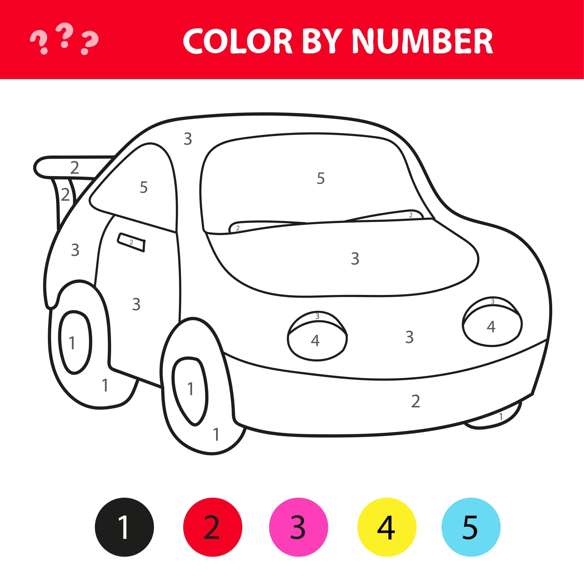 Lovely Car Color By Number Color By Number