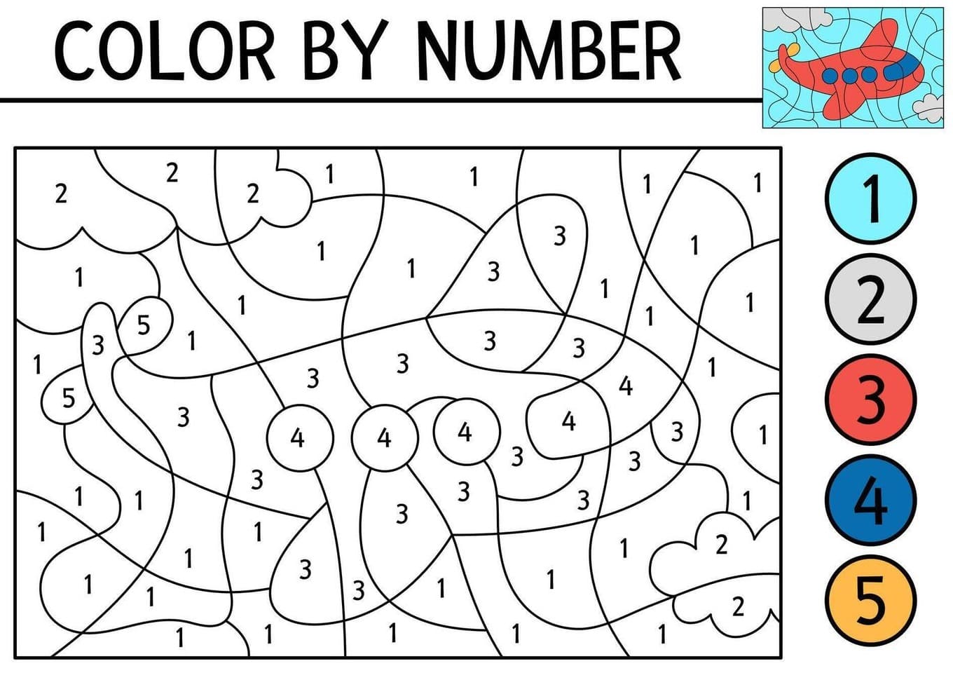 Nice Airplane Color By Number Color By Number