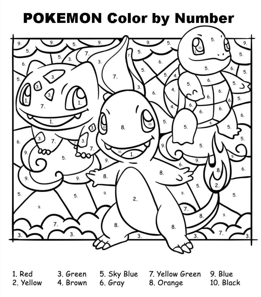 Pokemon Main Characters Color by Number Color By Number