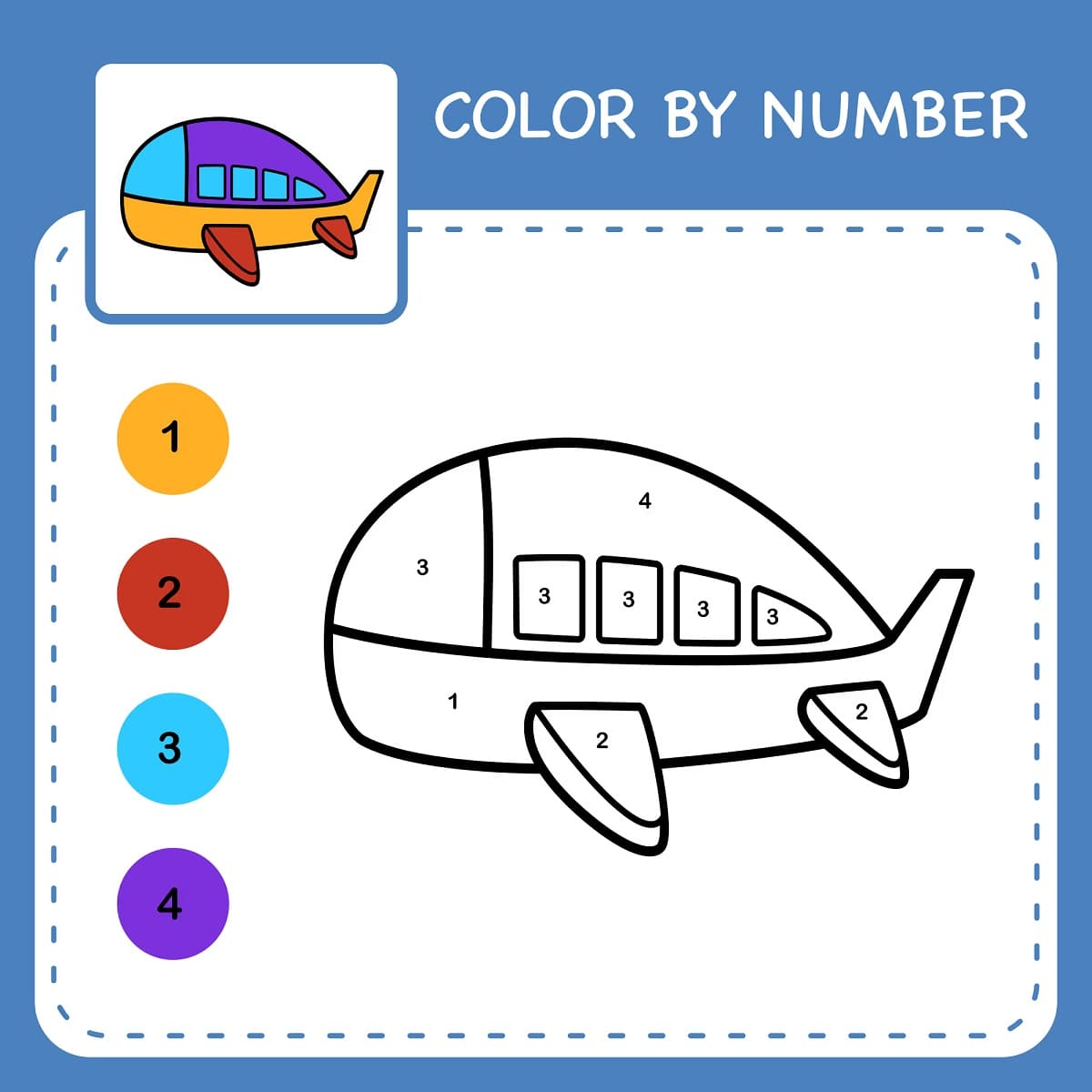 Simple Airplane Color By Number Color By Number