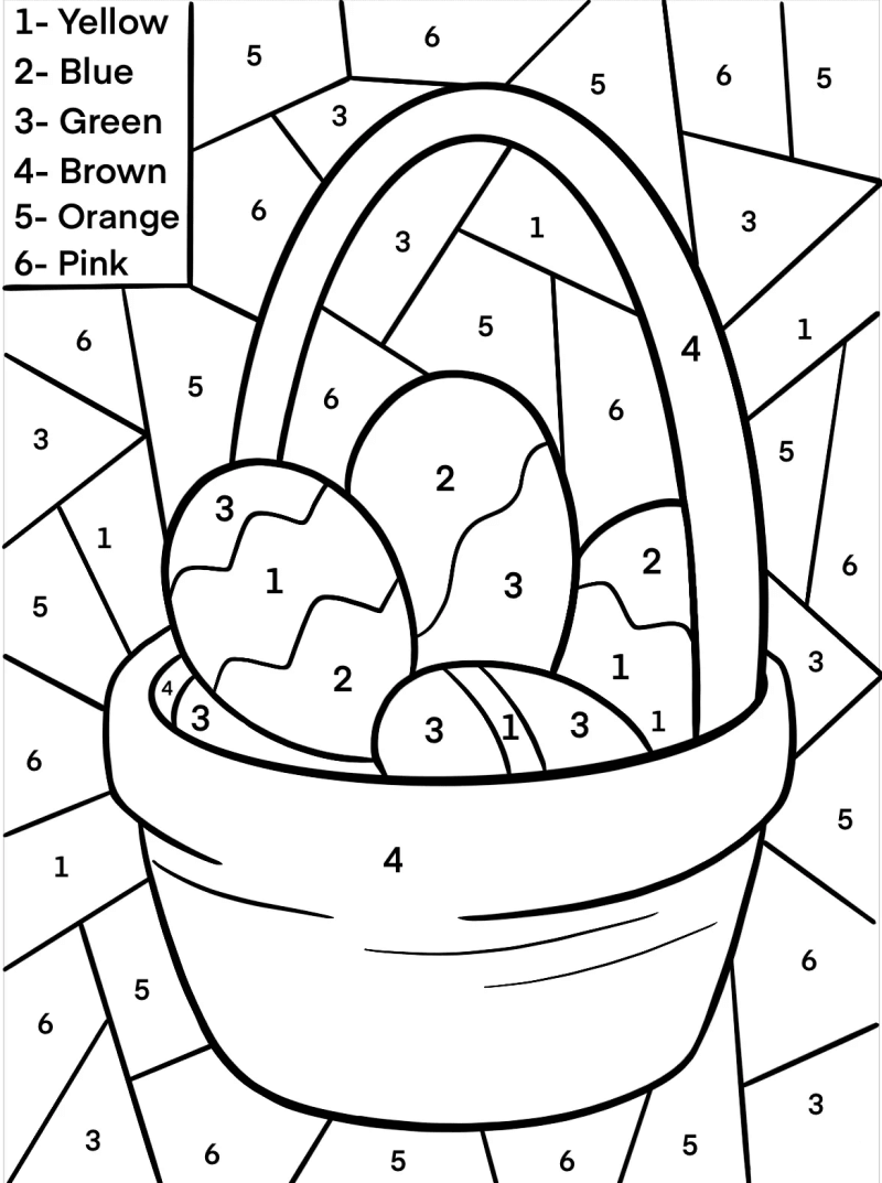 A basket of easter eggs color by number Color By Number