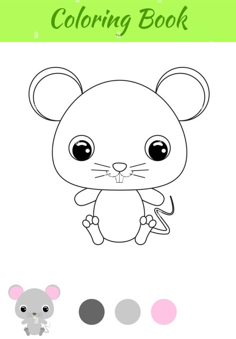 Baby cute mouse color by number