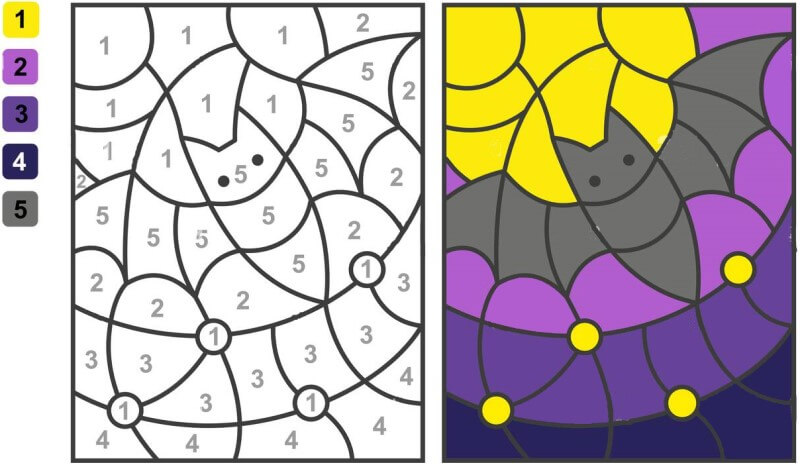 Black bat color by number Color By Number