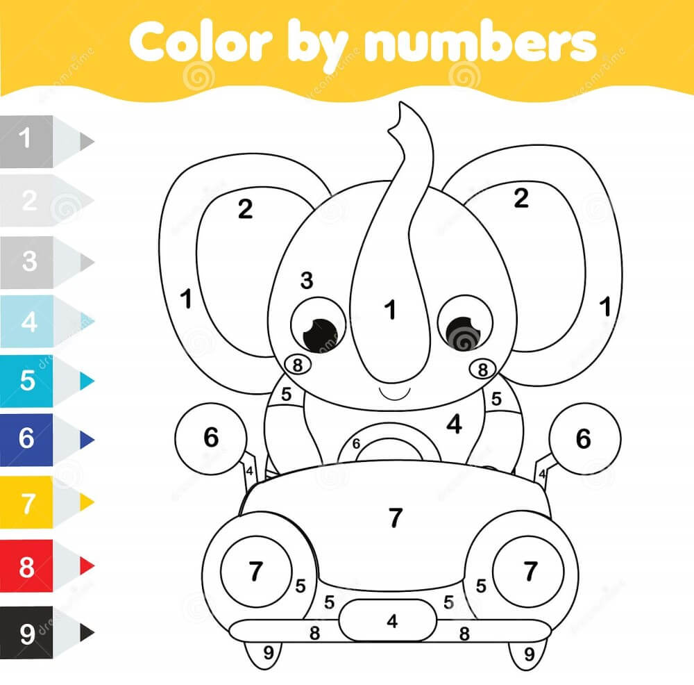 Car and elephant color by number Color By Number