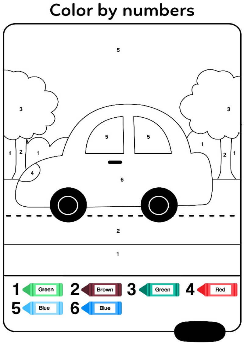 Car for kid color by number Color By Number