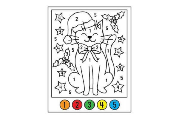 Chrismast cat color by number
