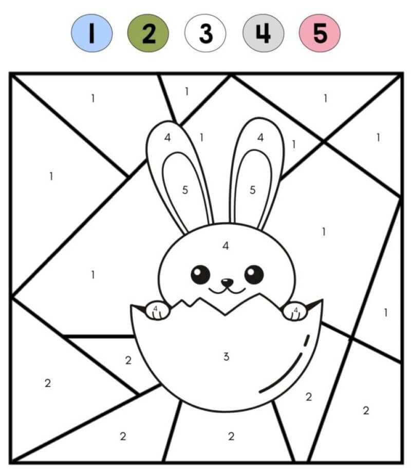 Cute easter rabbit color by number Color By Number