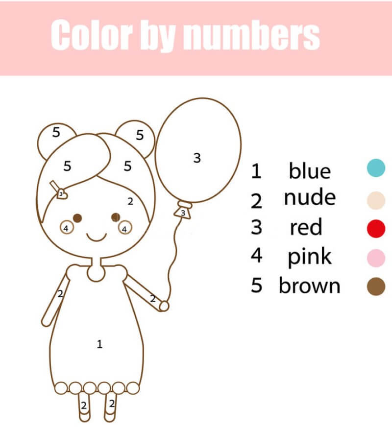 Cute girl color by number