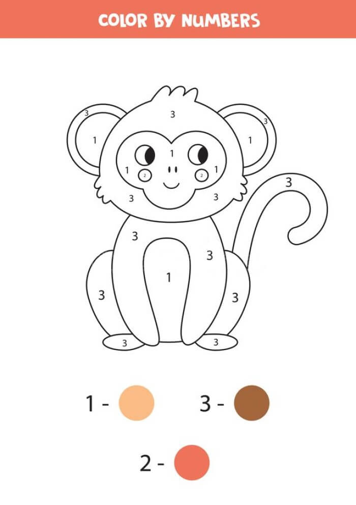 Cute monkey color by number