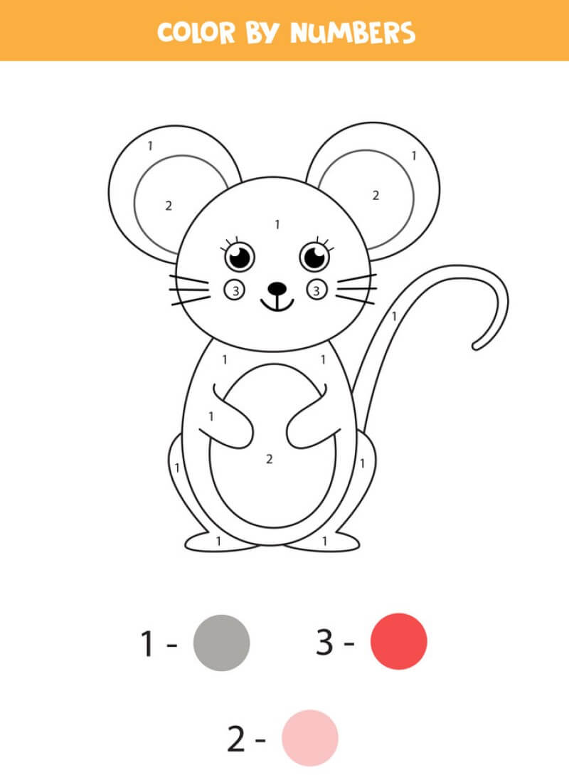 Cute mouse color by number
