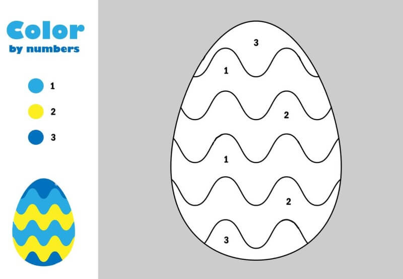 Easter eeg cartoon style color by number Color By Number