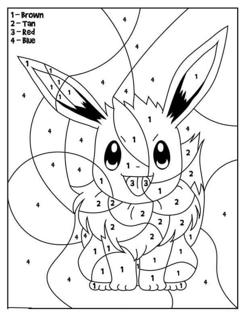 Eevee pokemon color by number