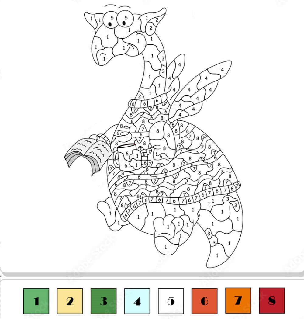 Funny Dragon color by number