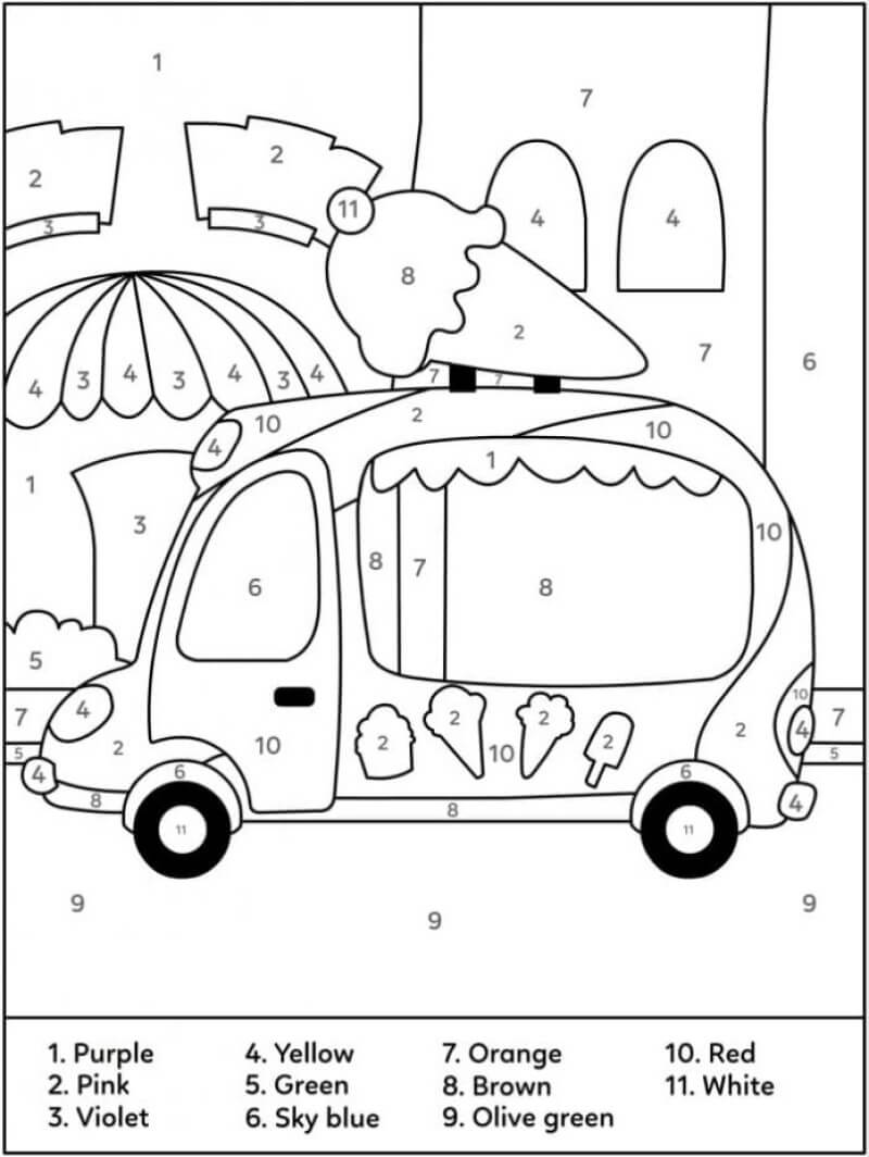 Ice cream truck color by number