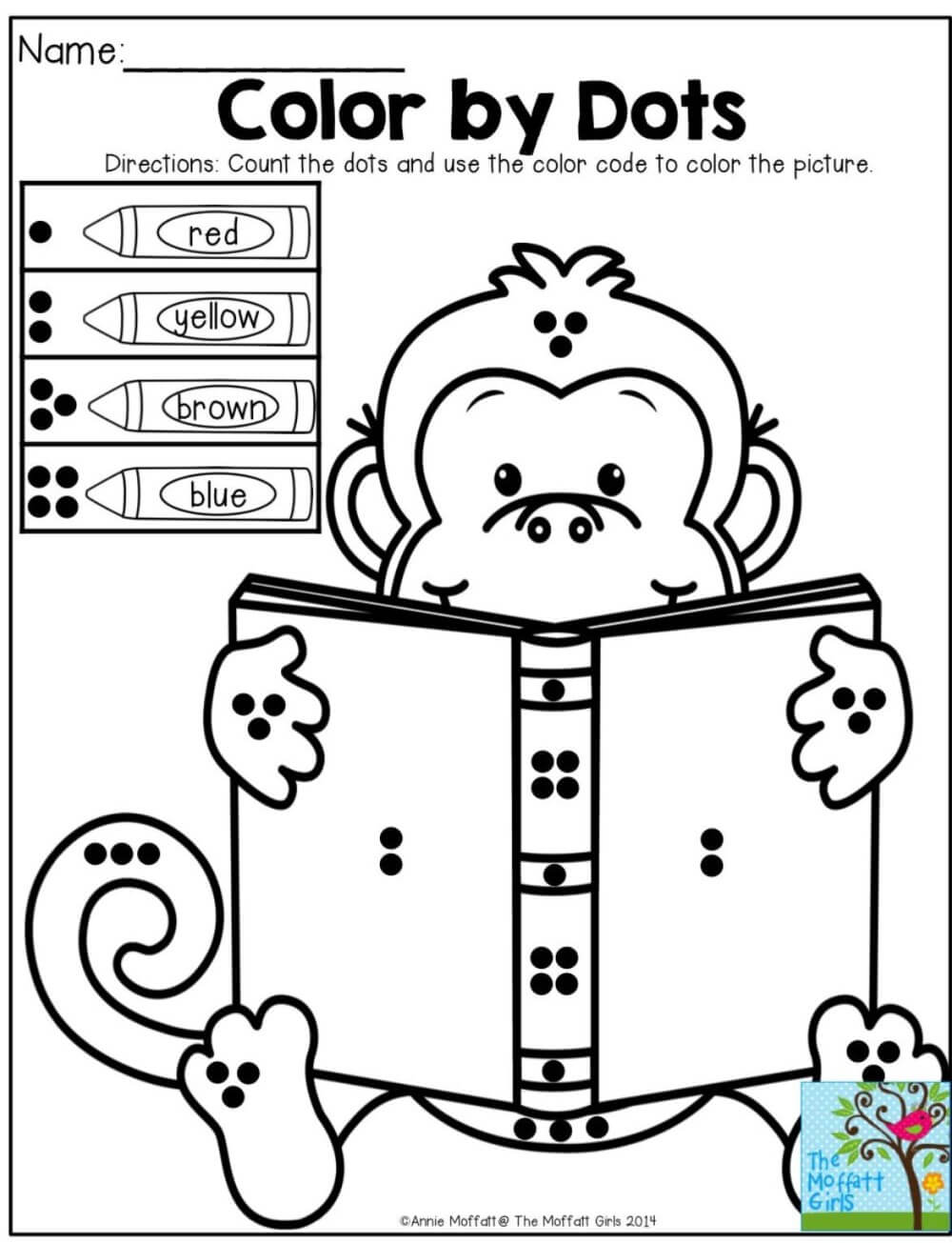 Monkey is reading book color by number