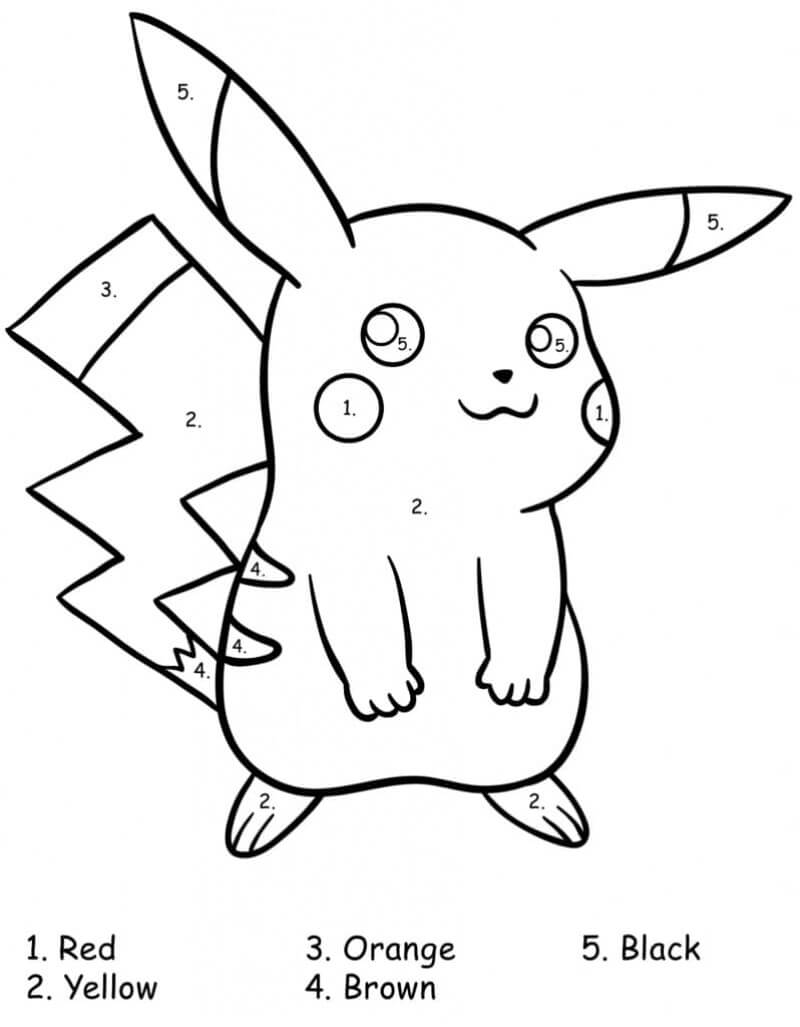 Normal pikachu color by number