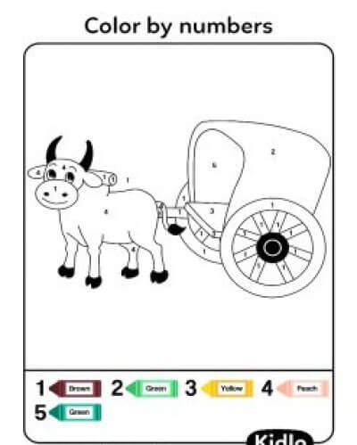 Ox pulling cart color by number Color By Number
