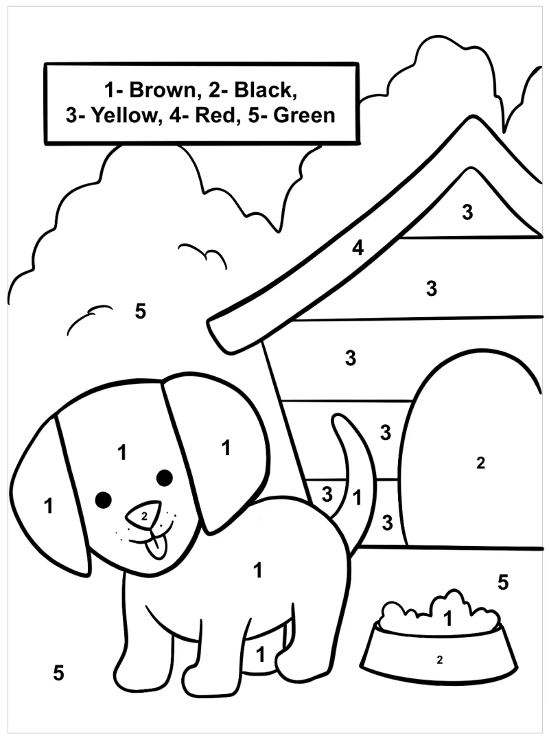 Simple dog color by number