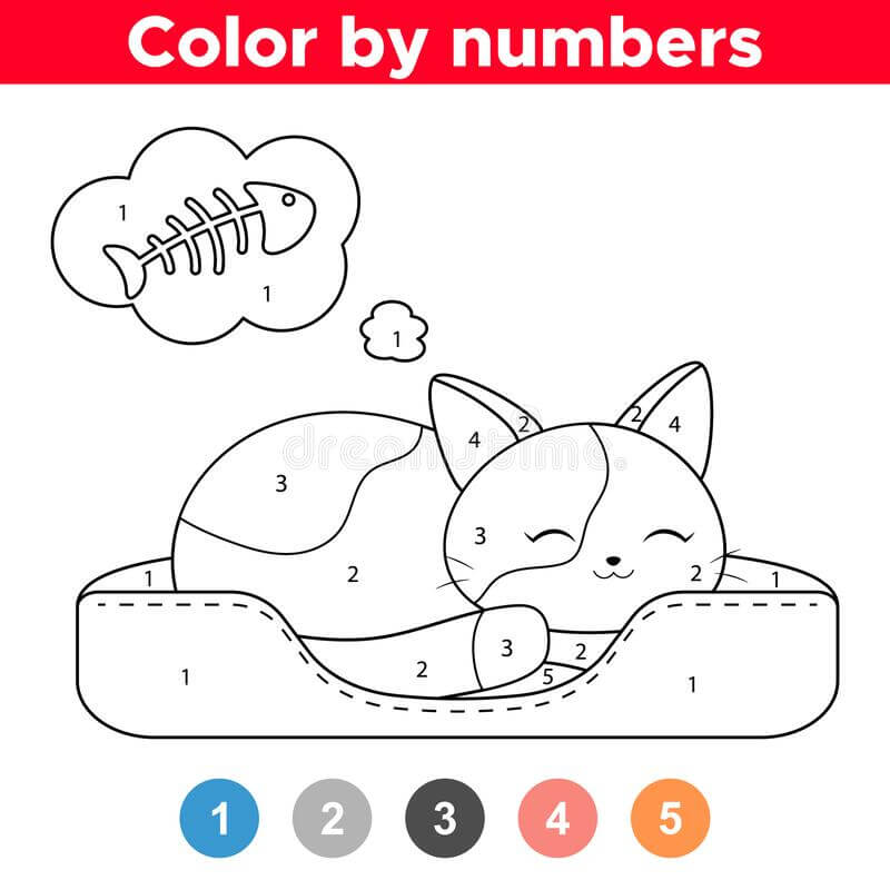 Sleeping cat color by number