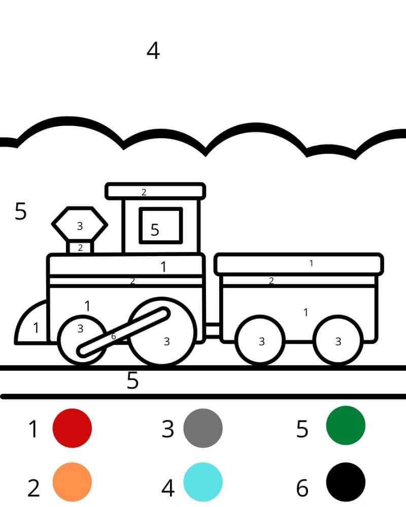 Small train color by number