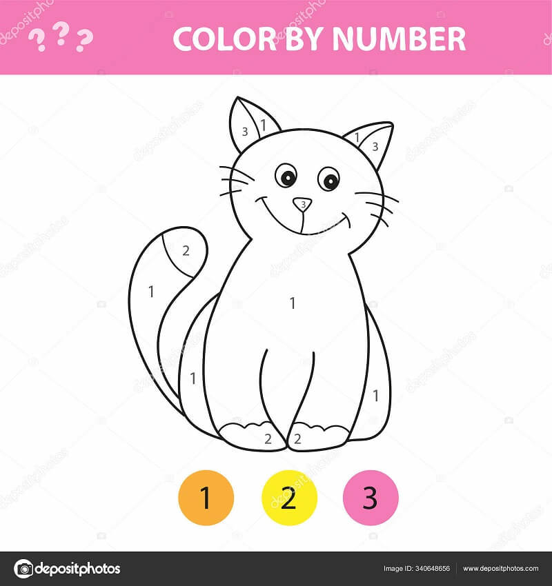 Smiling cat color by number