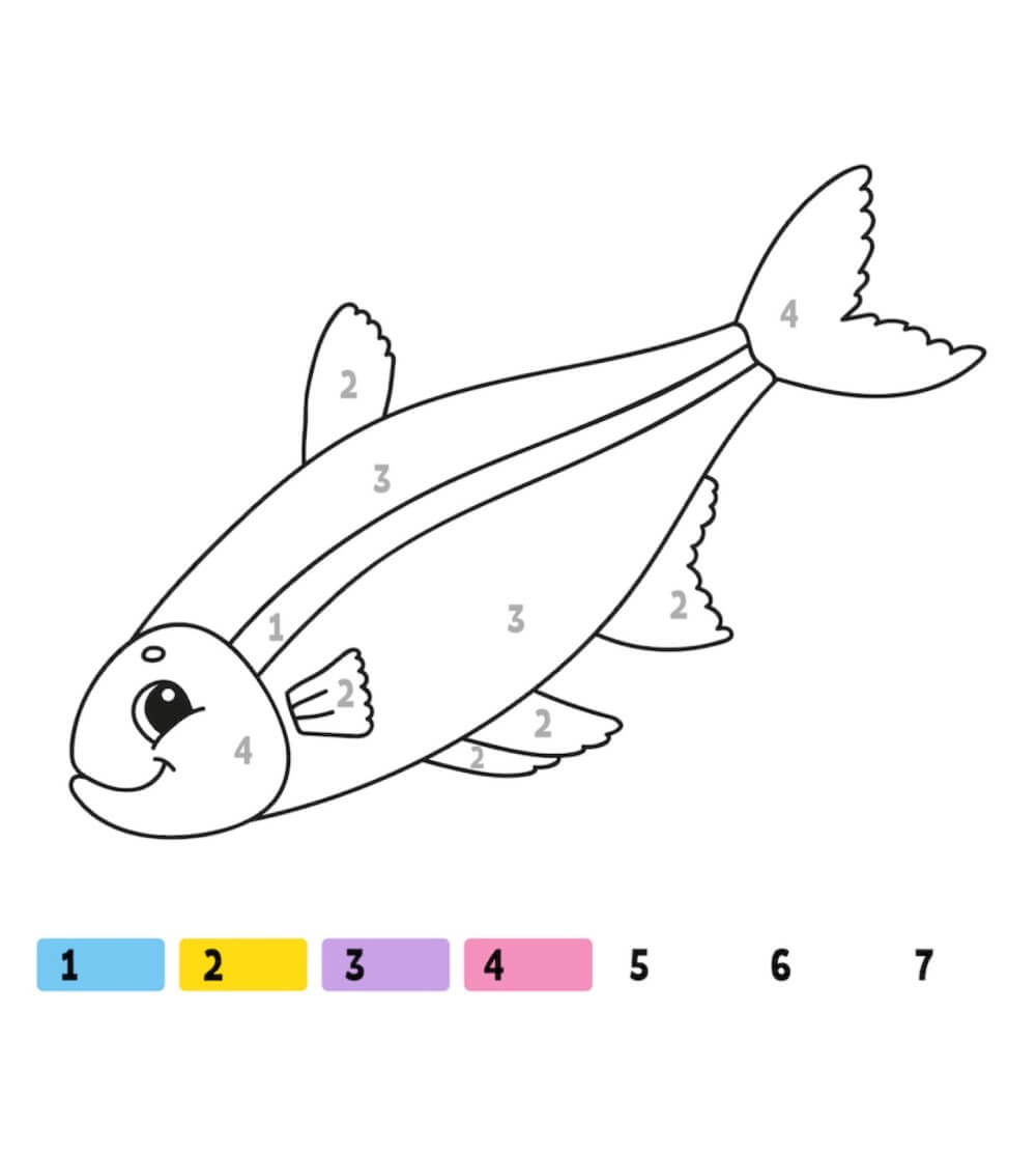 Smiling fish color by number